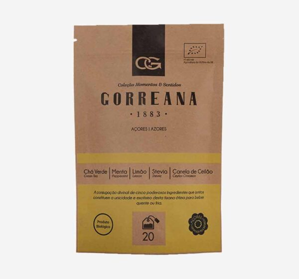 Chá Verde com Menta, Limão, Stevia e Canela do Ceilão Gorreana Açores | Saquetas | 40 g
