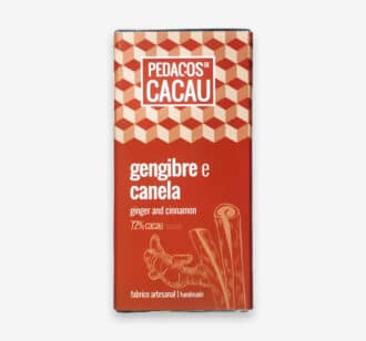 Tablete de Chocolate Negro com Gengibre e Canela Pedaços de Cacau | 100 g